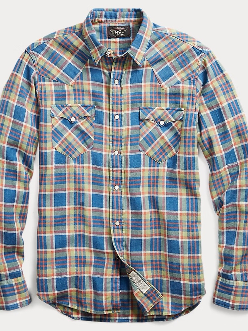 Ralph Lauren Double RL Blue Plaid Western Button-Down Shirt